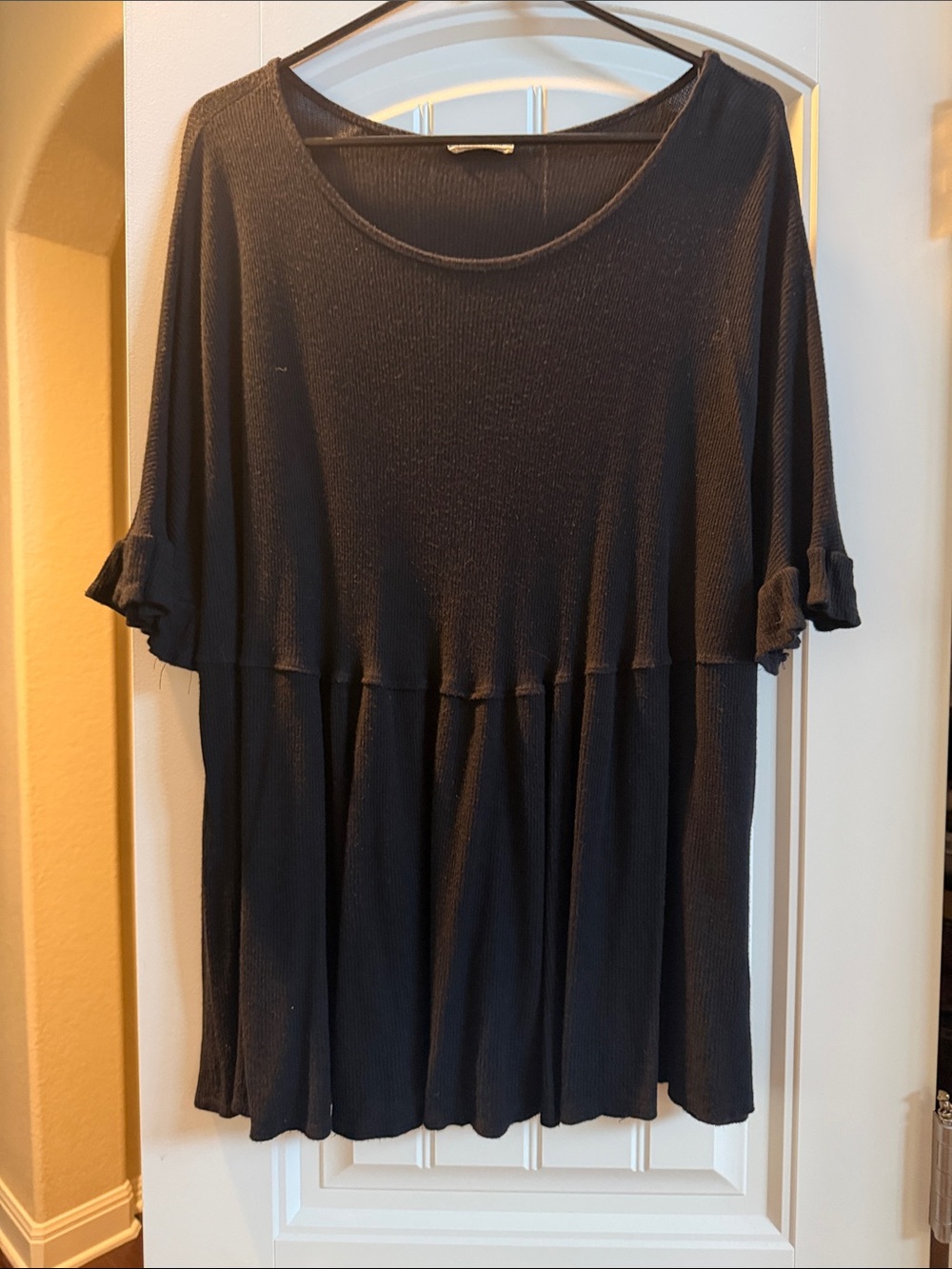 Chic Soul Black Short Sleeve Peplum Tunic